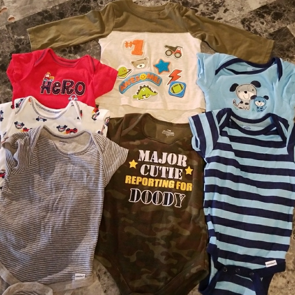 Baby boy clothing bundle, 12 month onesies